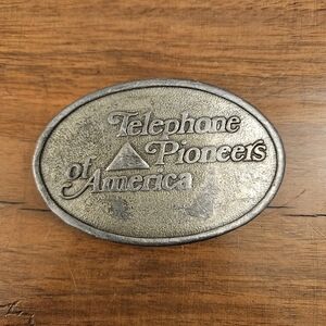 Vintage Telephone Pioneers of America Belt Buckle with Bottle Opener on the Back